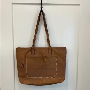 Chic Brown Tote with Braided Straps